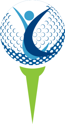 Golf ball on a tee with the Crockett Foundation logo